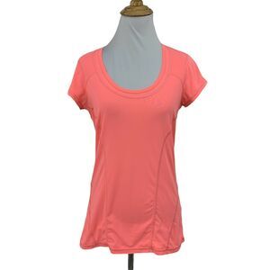 Zella Neon Shirt Womens S Small Short Sleeve Athletic Vented Back Scoop Neck Tee